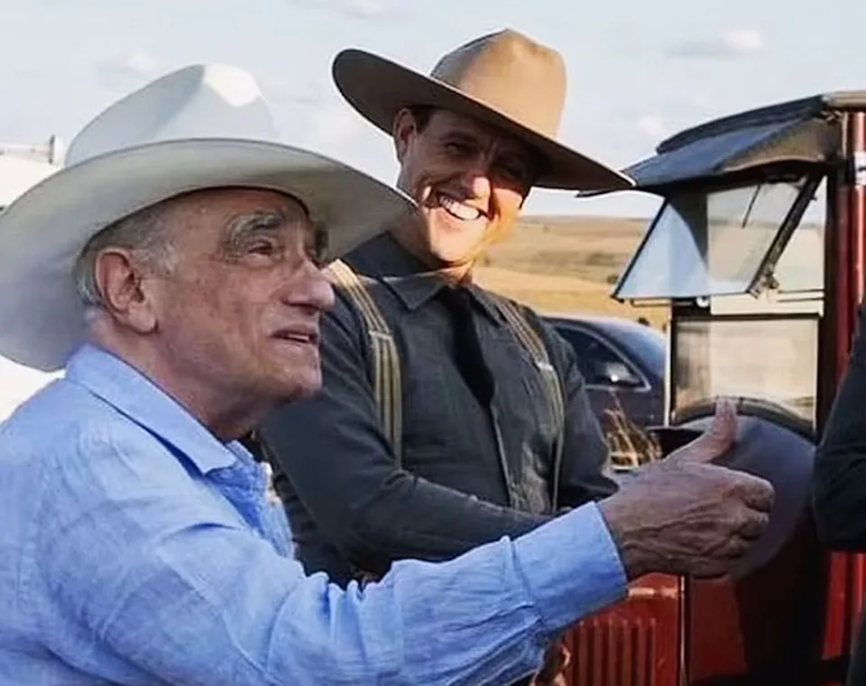 Samuel French with Robert De Niro on the Killers of the Flower Moon set